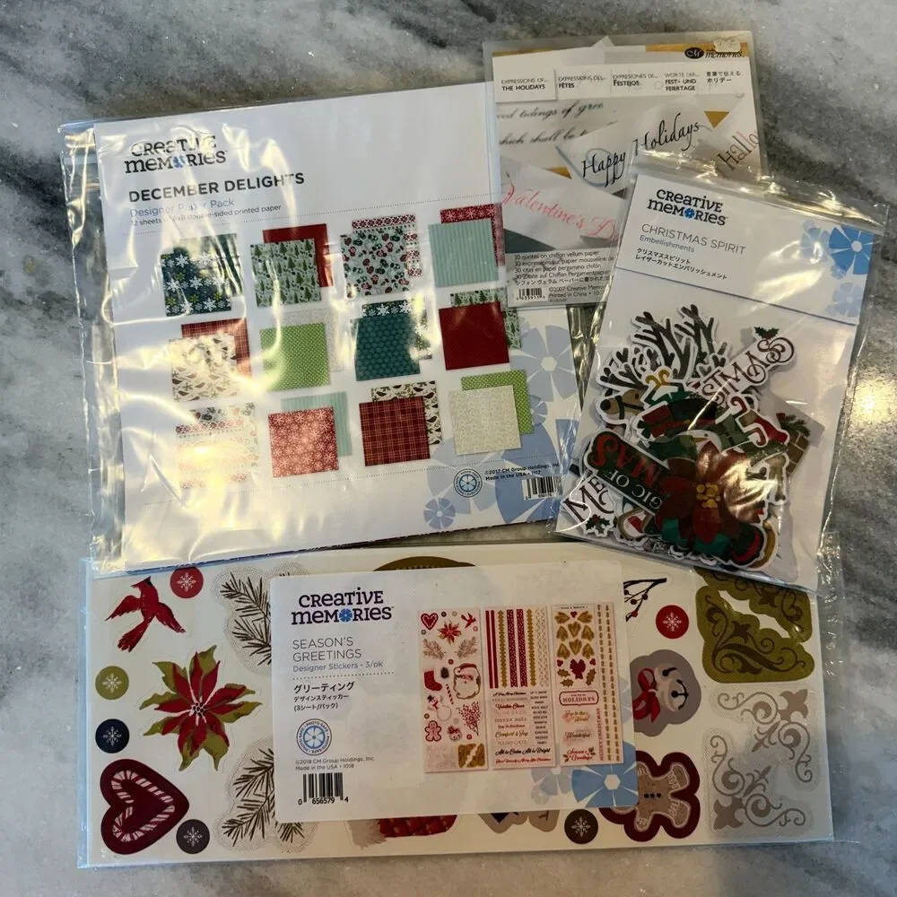 Creative Memories NEW Christmas Paper, Stickers & Embellishments Lot Holiday